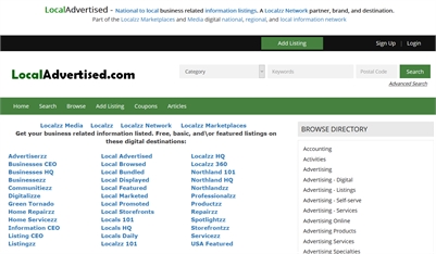 LocalAdvertised.com - A national to local business related information listings